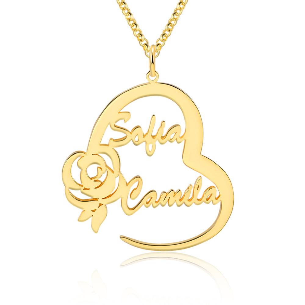 Colliers Prénom Personnalis cœur 2 Prénoms