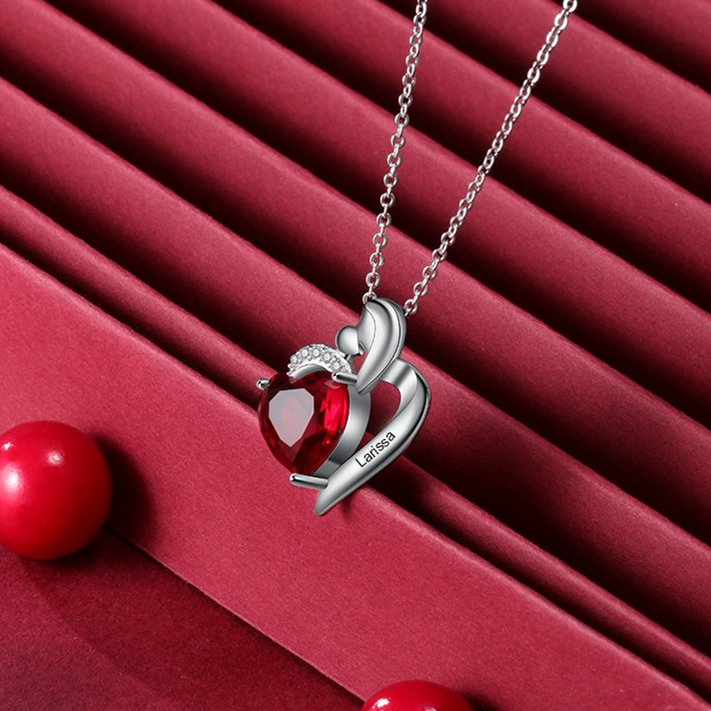 Jessemade FR À ma Belle-Fille-Collier coeur 1 Prénoms Personnalisés avec pierre de naissance