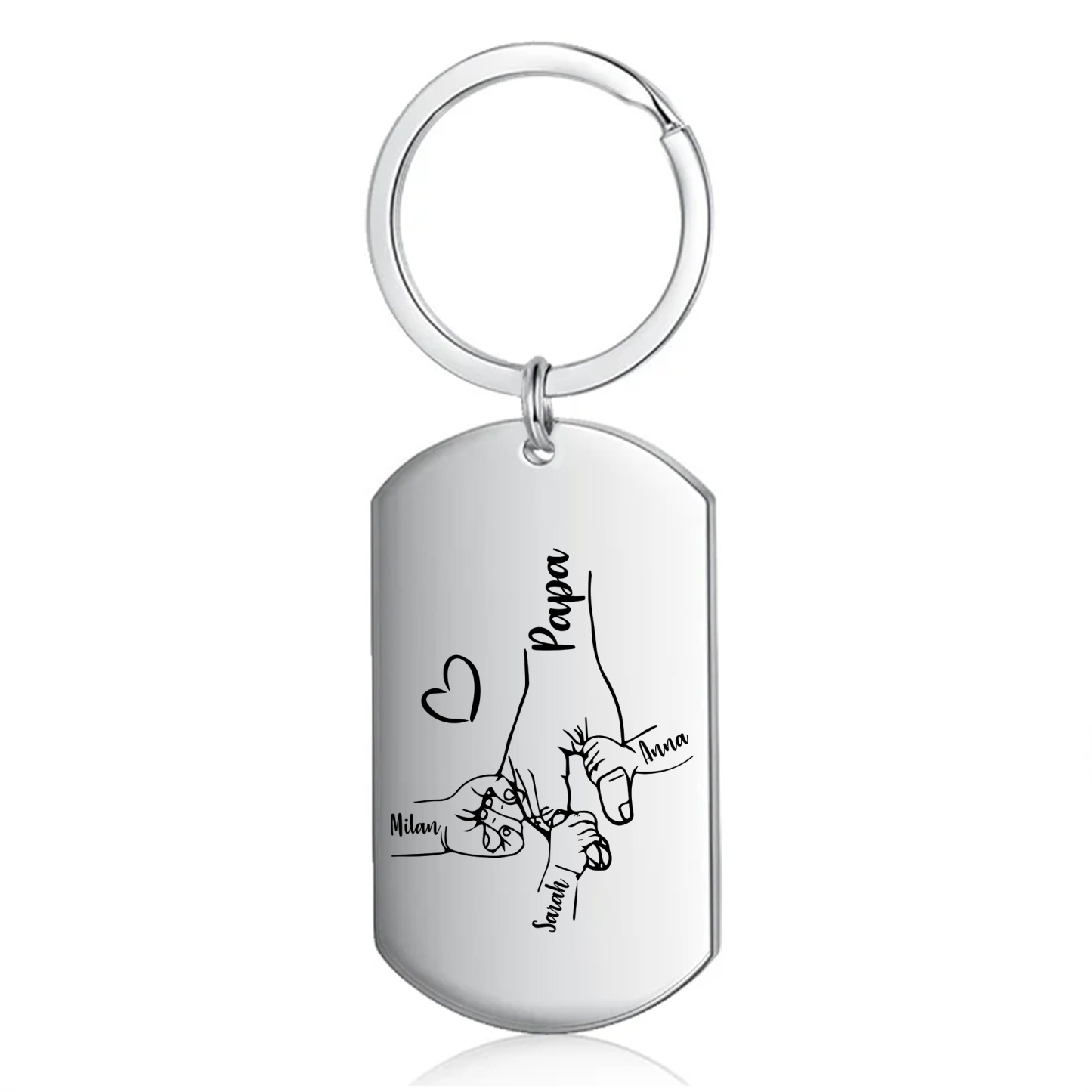À Mon Papa - Porte-Clés la Main dans la Main 1-4 Noms Personnalisés