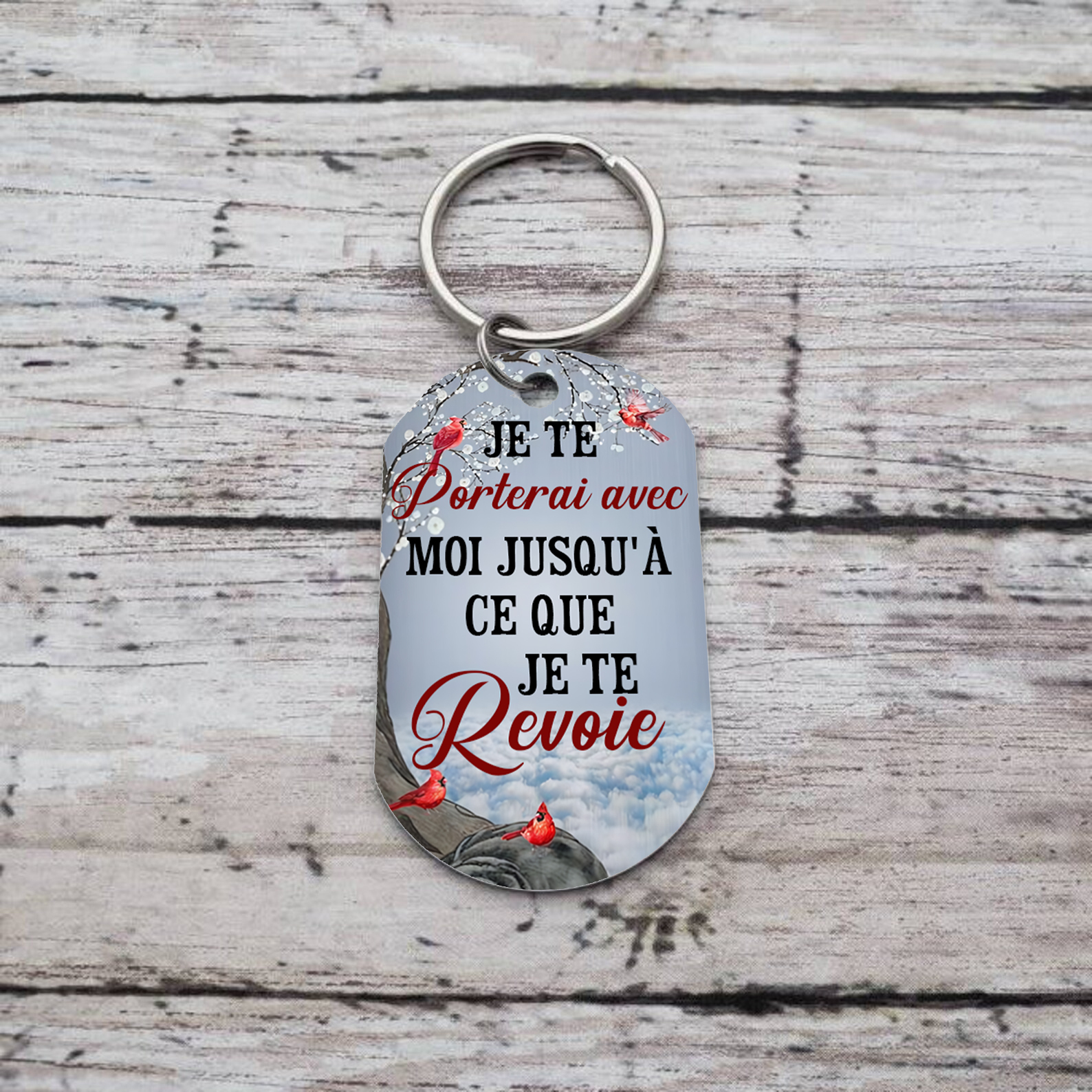 Porte-Clés Commémoratif 1 Photo Personnalisée Je te porterai avec moi jusqu'à ce que je te revoie