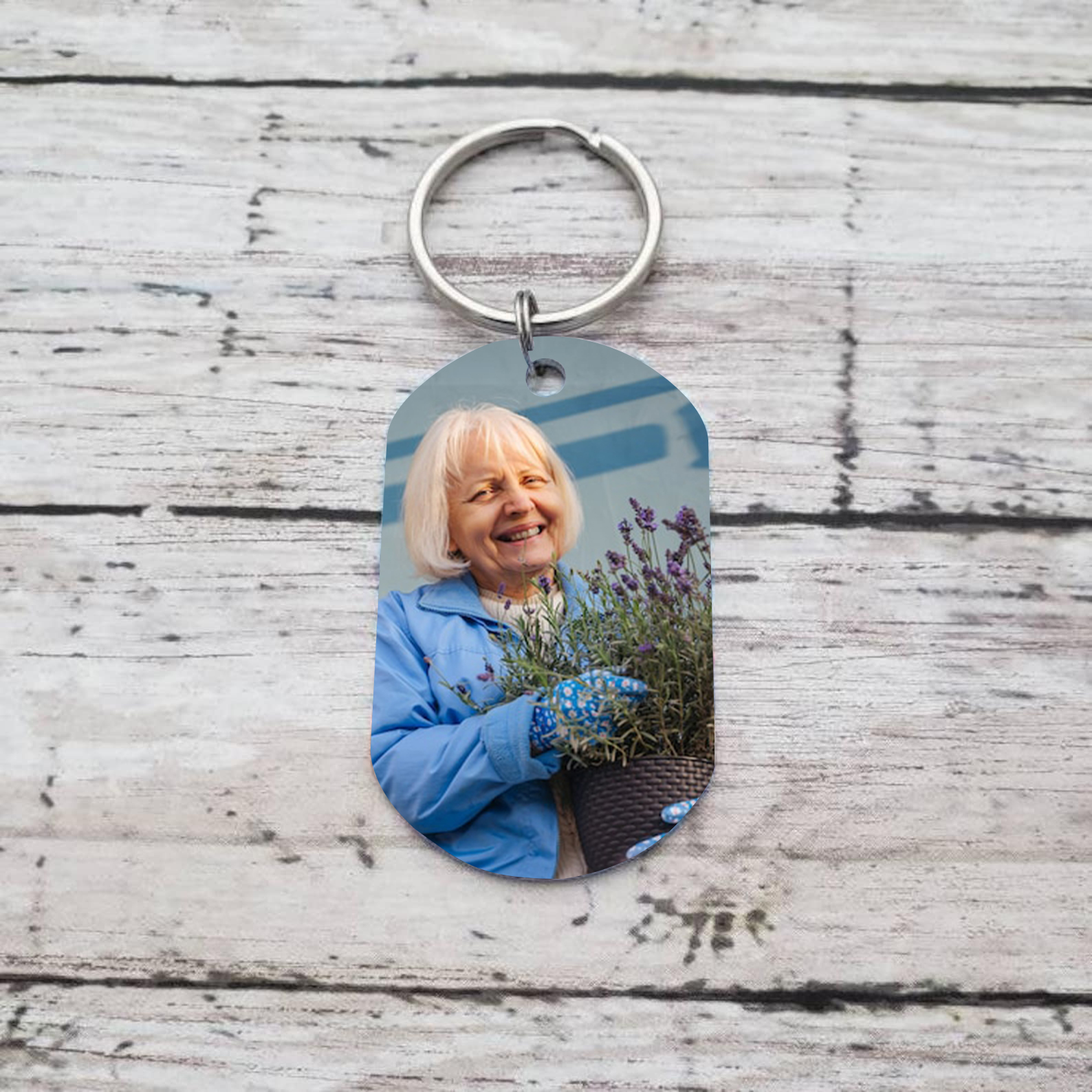 Porte-Clés Commémoratif 1 Prénom et Photo Personnalisés avec Date et Texte