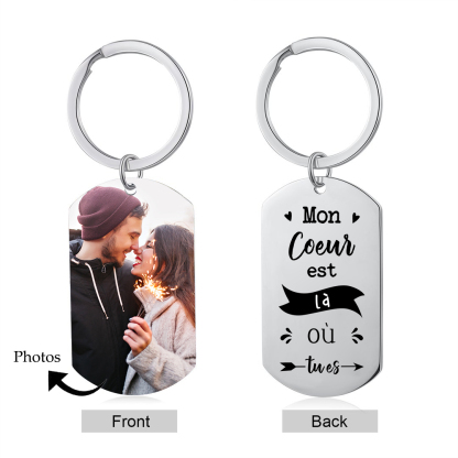 À mon Homme - Porte-Clés 1 Photo Personnalisée Mon Cœur est  là οù tu es Cadeau Noël