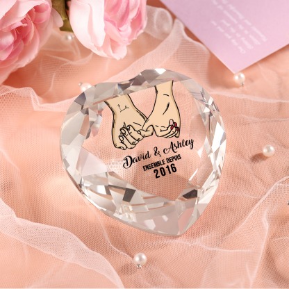 Décoration Cristal Cœur 2 Prénoms Personnalisés avec Année pour Couple