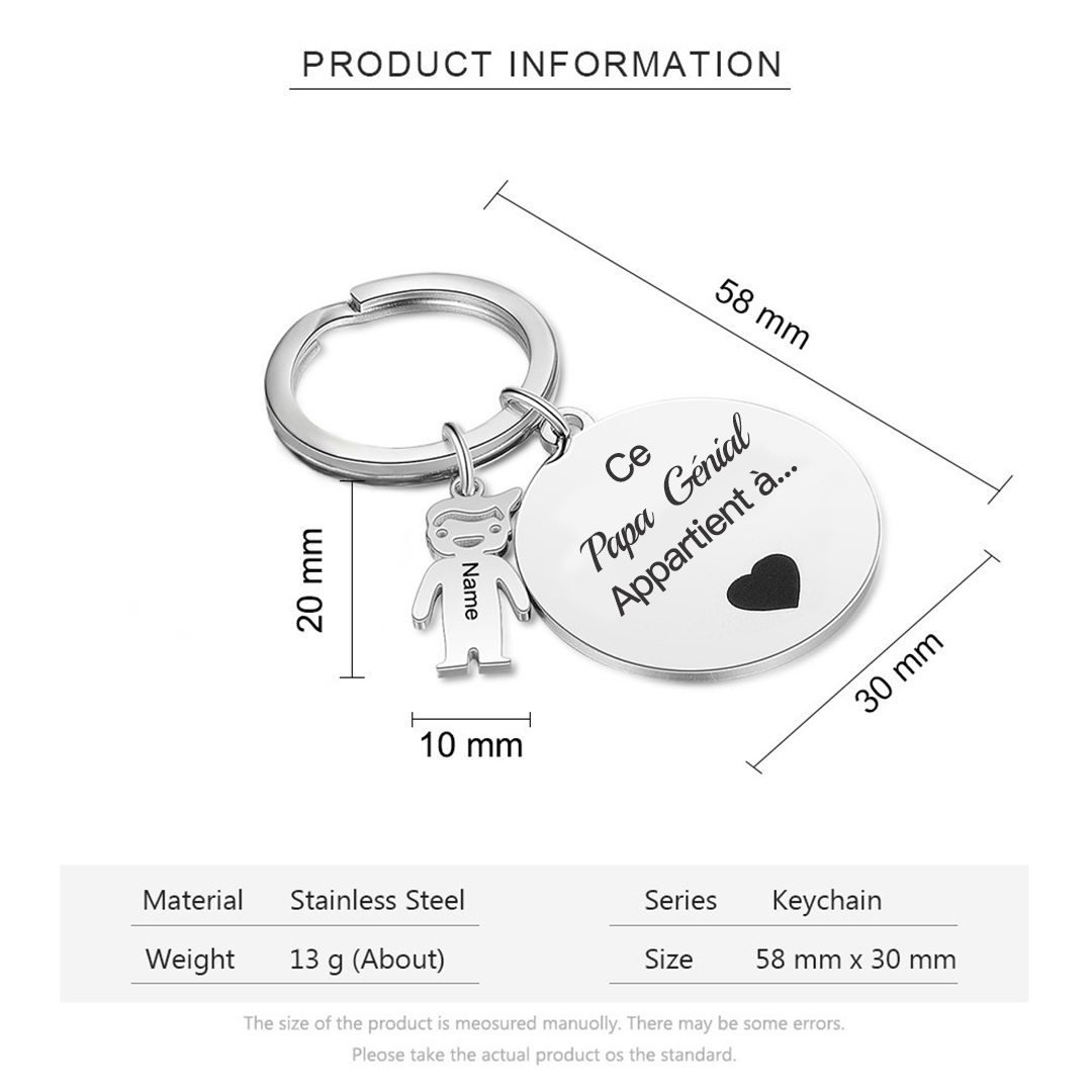 Porte-Clés Personnalisé Avec Breloques 2 enfants avec 2 prénoms