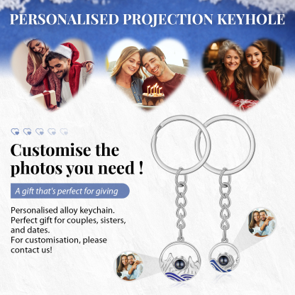 Porte-Clés Projection de Pierres 1 Photo Personnalisée pour Couple