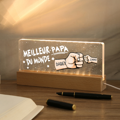 À mon Papa- Lampe de chevet LED Poings 2 Prénoms Personnalisés