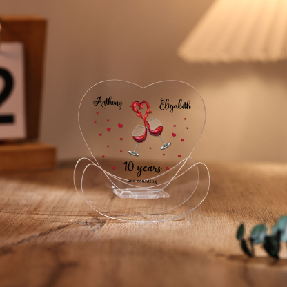 Ornements Panneau Acrylique 2 Prénoms et 1 Texte Personnalisés pour Couple