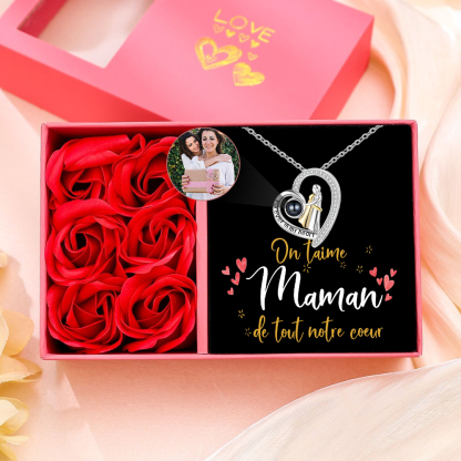 À ma Maman - Collier Maman et Fille Projection de Pierres 1 Photo Personnalisée Collier pour Femmes | Jessemade