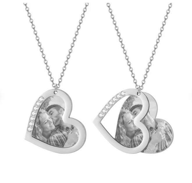 Collier Coeur Photo et Texte Personnalisé Pendentif pour Femme｜Jessema