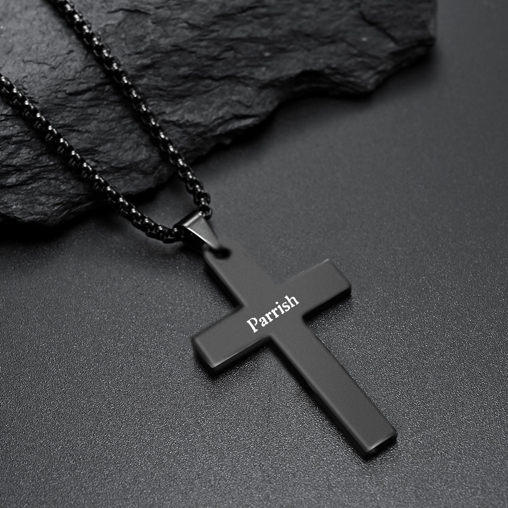 Jessemade FR Collier Enfant Croix 1 Prénom Personnalisé Cadeau de Baptême