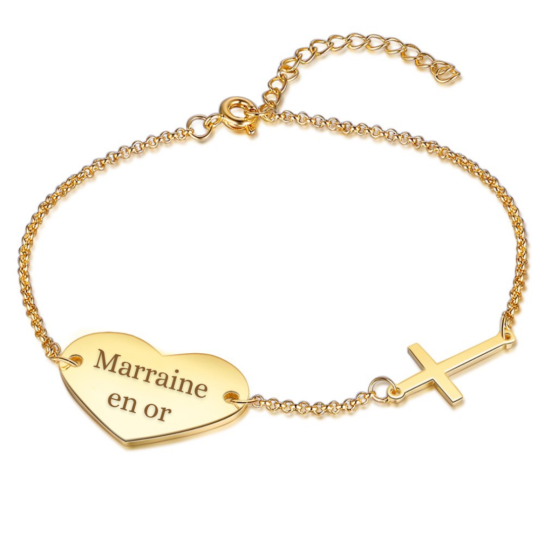 Bracelet Marraine Texte Personnalisé-À Ma Marraine