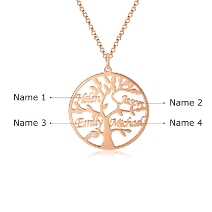 Collier Argent Arbre de vie Arbre généalogique 4 prenoms