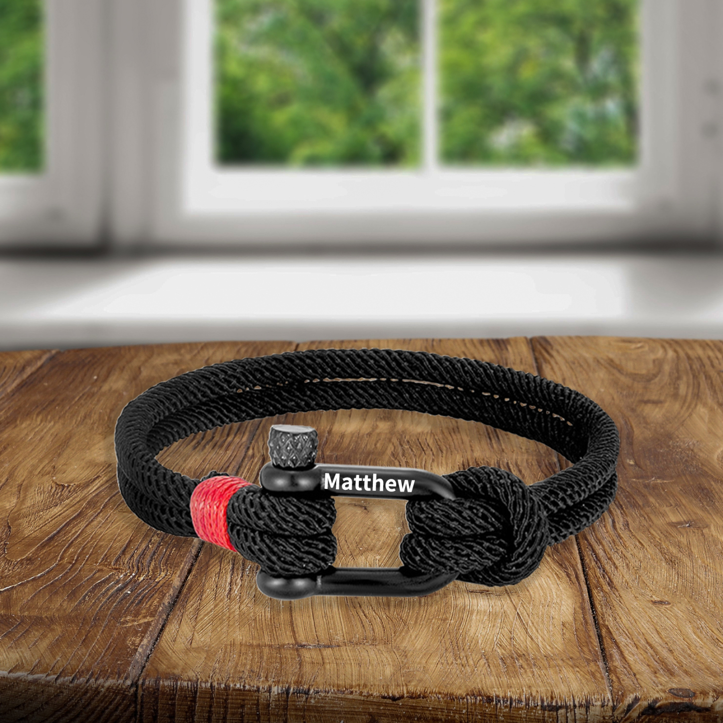 Bracelet Corde tressée 1 Prénom Personnalisé Boucle en fer à cheval pour Homme