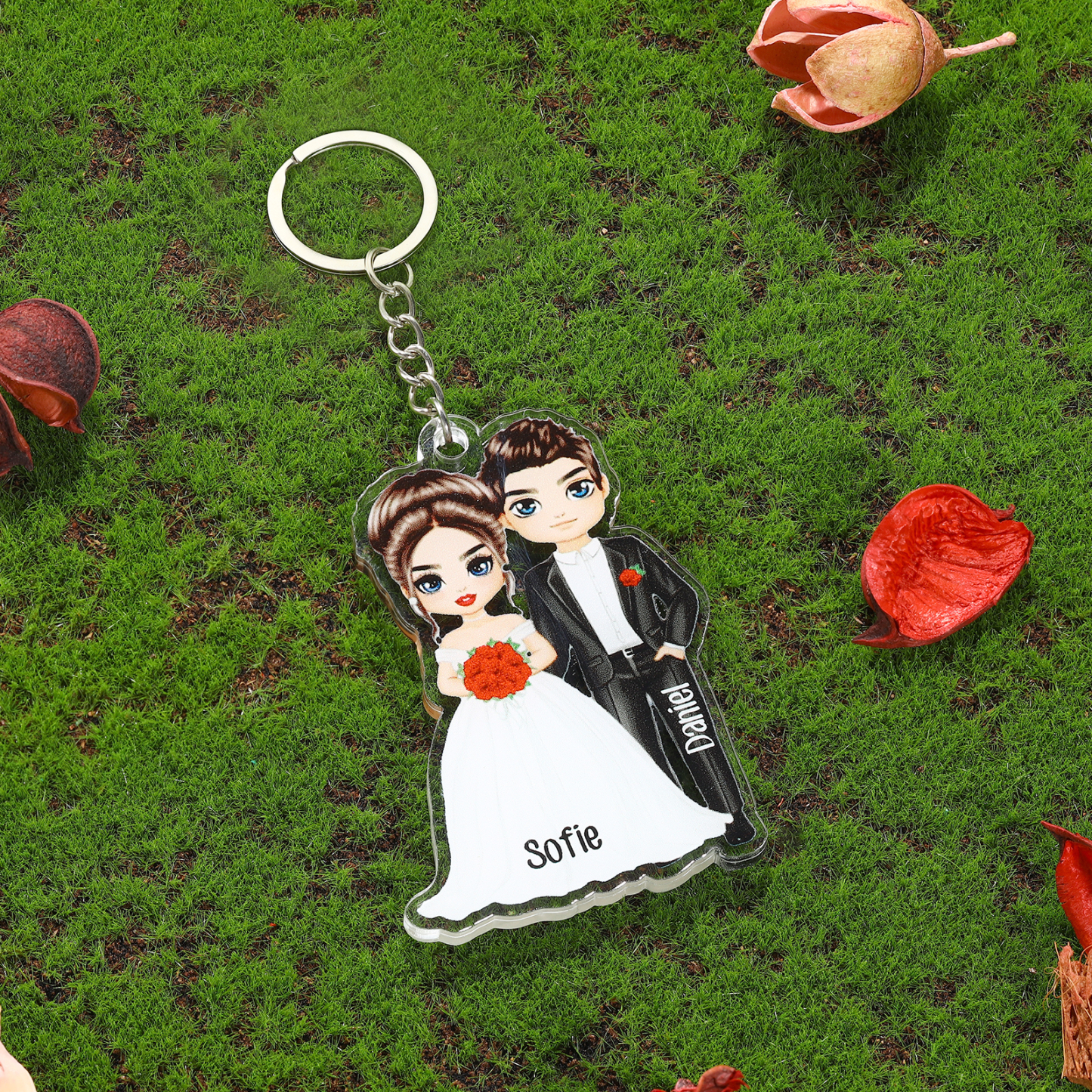 Porte-Clés Couple avec 2 Prénoms Personnalisés | Jessemade