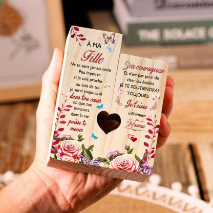 À ma Fille - Bougeoir en Bois sans bougie Cadeau de Maman pour Fille