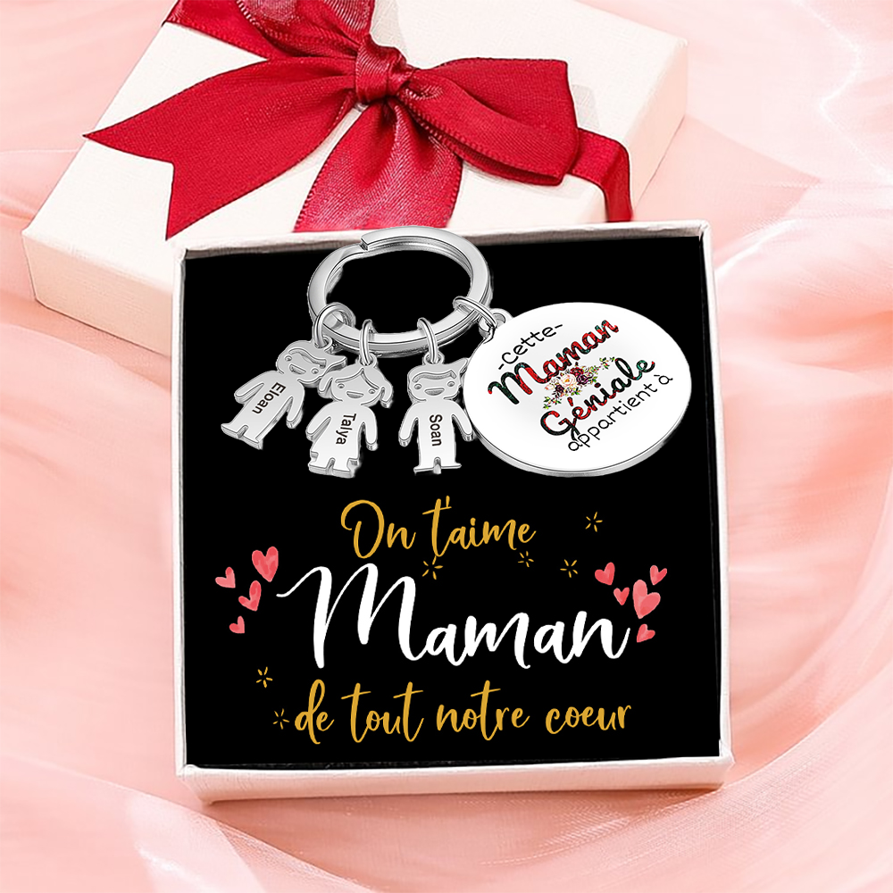 À Ma Maman - 1-5 Noms Porte-Clés Personnalisés Avec Breloques Enfants