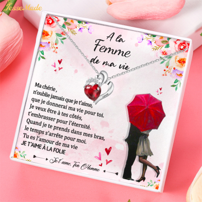 À Ma Femme-Collier coeur 1 Prénoms Personnalisé avec pierre de naissance
