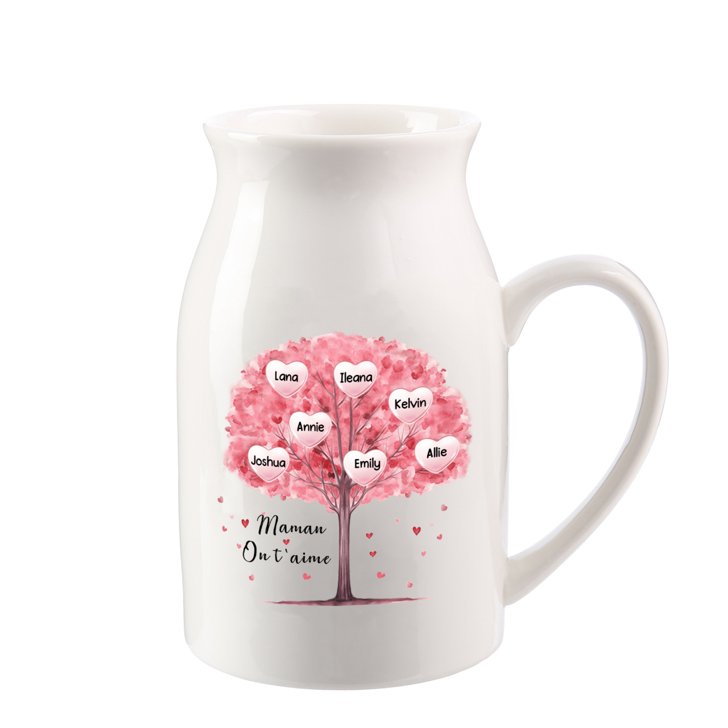 Vase à Fleurs Arbre 7 Prénoms Personnalisés avec Texte Décoration de la Maison