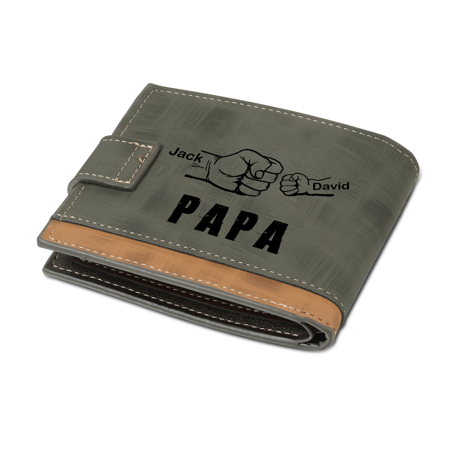 À mon Papa-Portefeuille Poings 2 Prénoms et 1 Photo Personnalisés Classique Homme Porte-Monnaie Carte