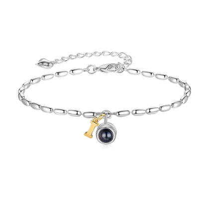 Bracelet Projection de Pierres Bracelet Initiale 1 Photo Personnalisée avec 26 Lettres｜Jessemade