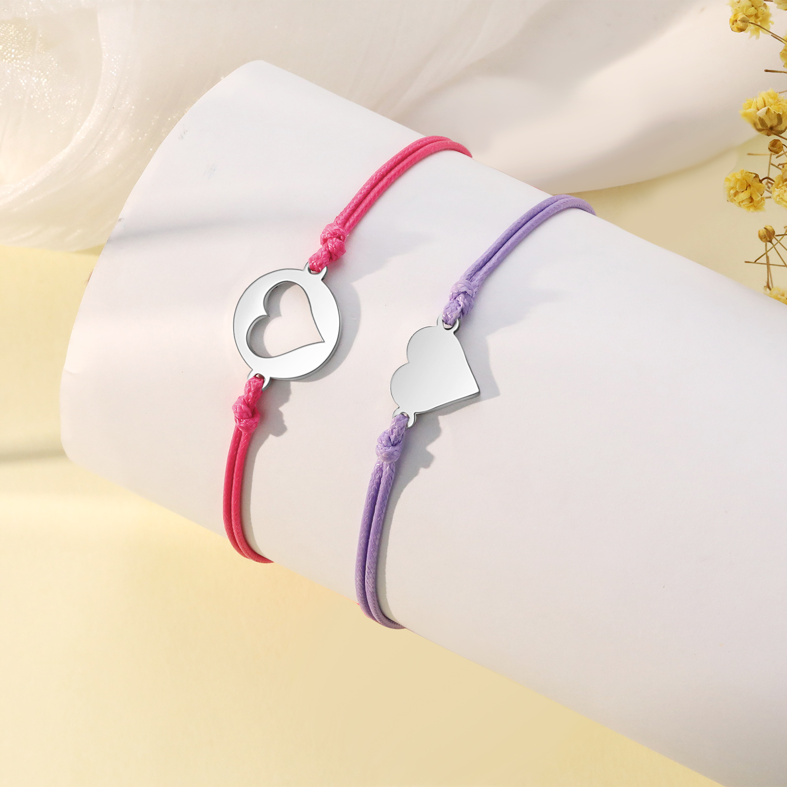 2PCS Ensemble de Bracelets Cœur - Cadeau Rentrée Scolaire Premier jour d’école