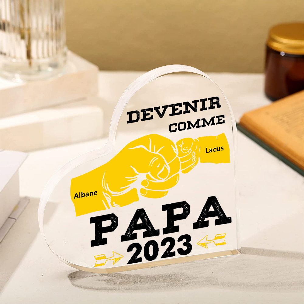 À mon Papa - Plaque Acrylique Poings 2 Prénoms Personnalisés avec Année | Cadeau Fête des Pères | Jessemade