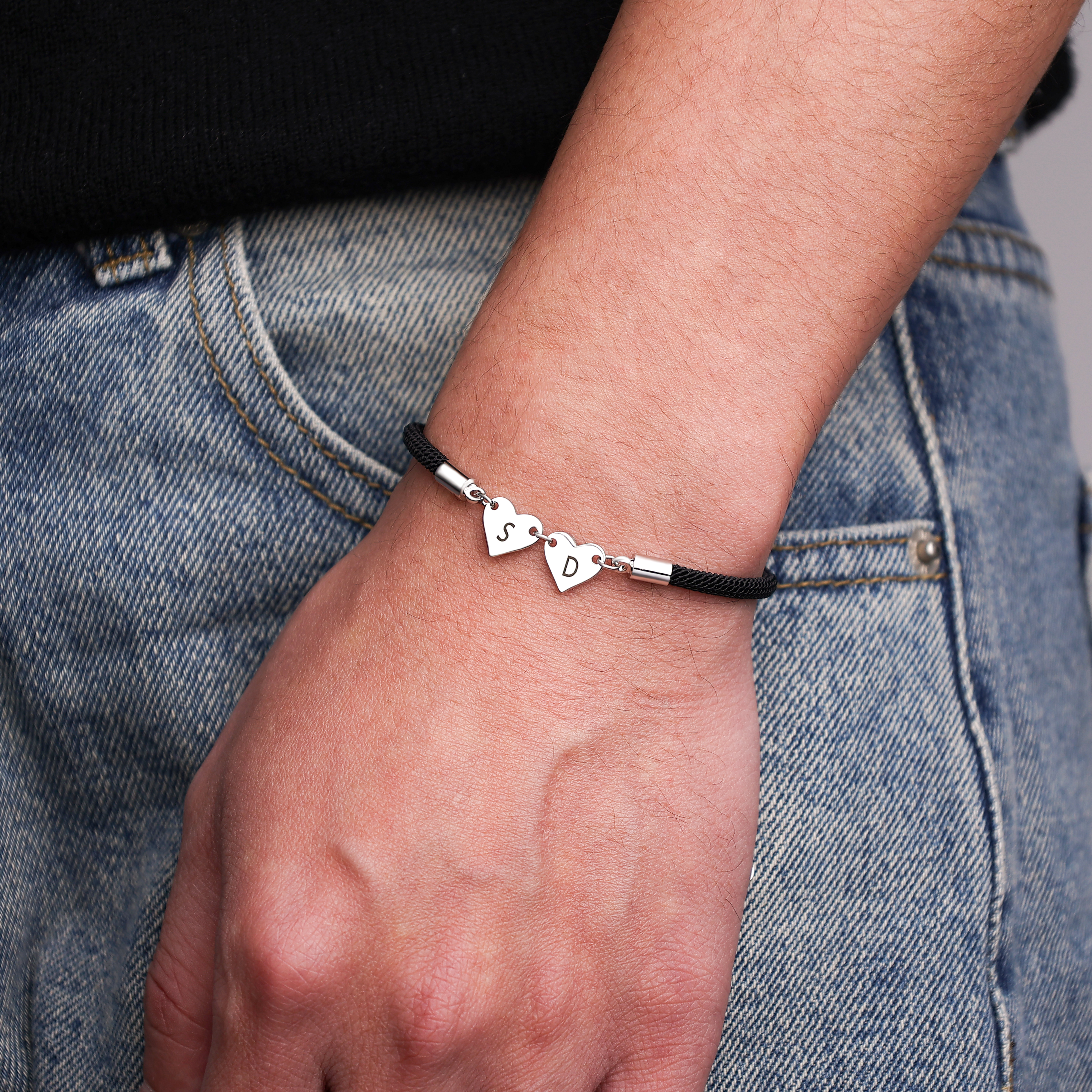 Bracelet Initiale Cœur 1-4 Lettres Personnalisés｜Jessemade