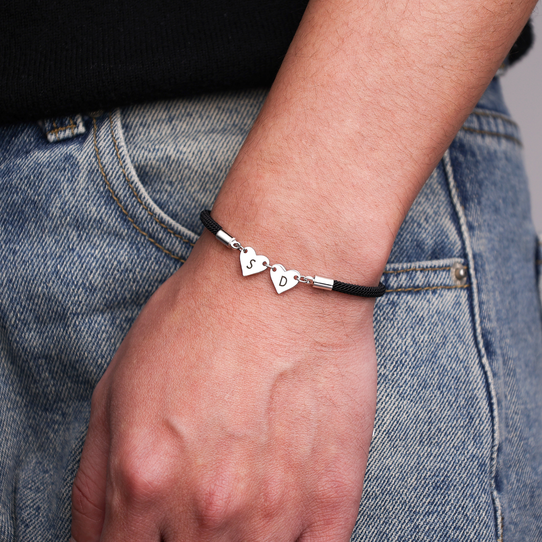 Bracelet Initiale Cœur 1-4 Lettres Personnalisés｜Jessemade