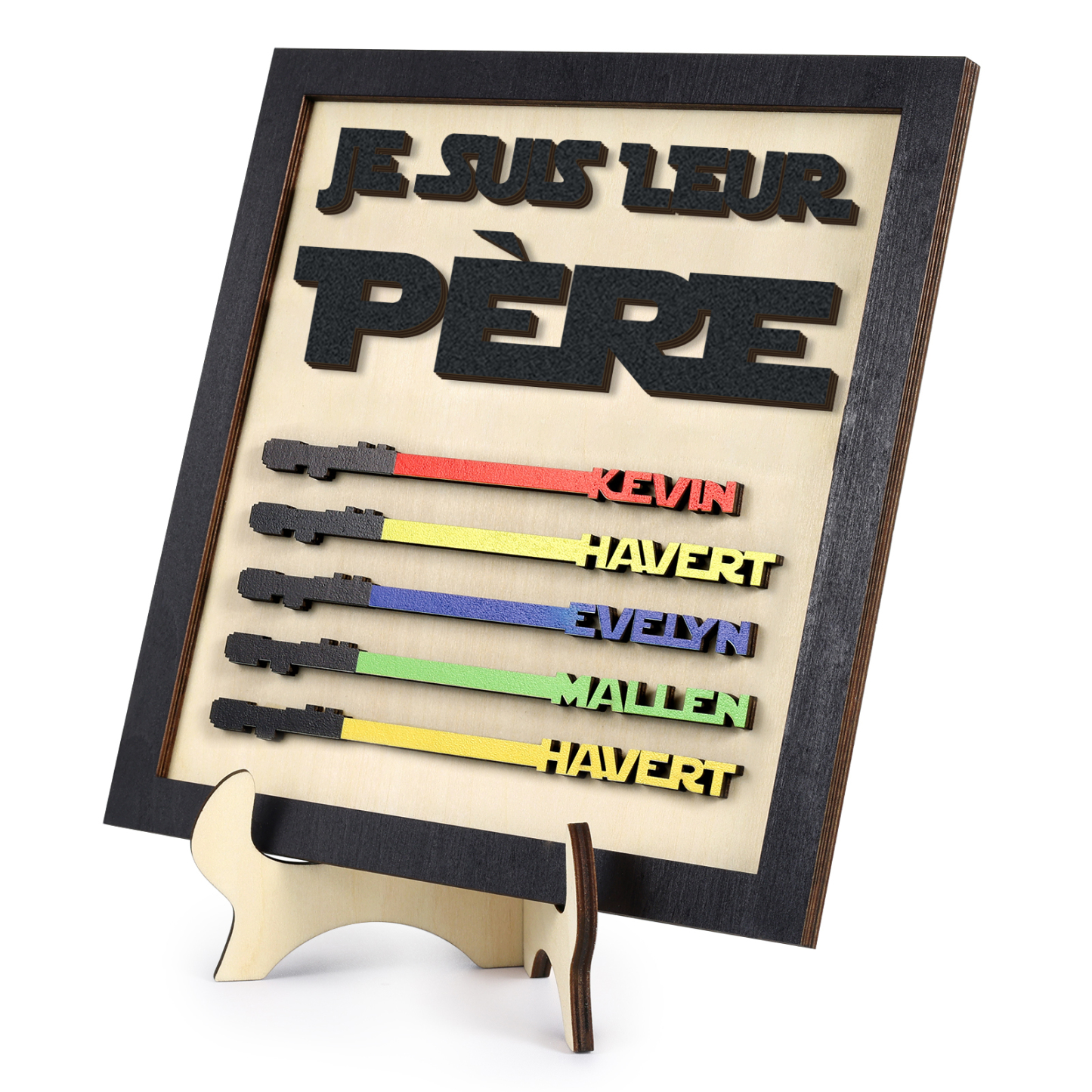 À mon Papa - Décoration en bois 5 Prénoms Personnalisés Ornement pour Père