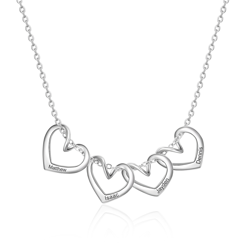 Collier Coeur pendentif 4 Prénom Personnalisé｜Jessemade