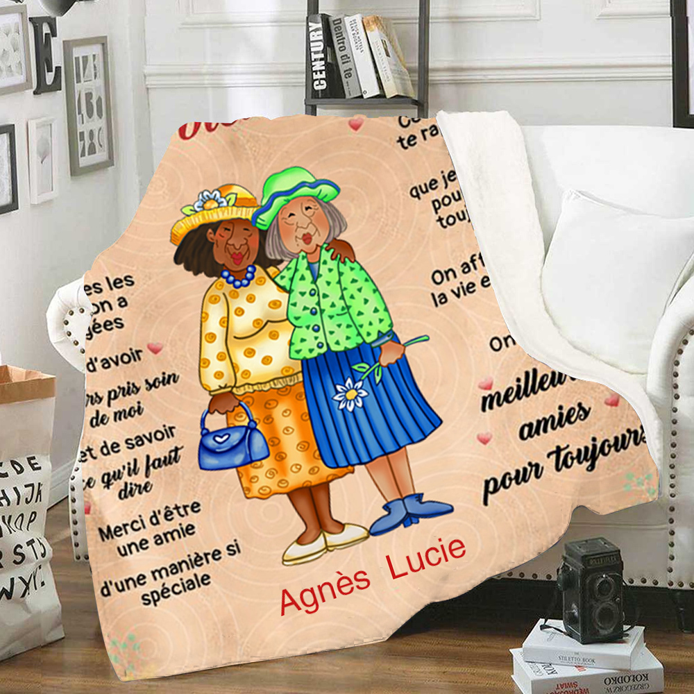 À ma Vieille Amie - Plaid Personnalisé avec 2 Prénoms Couverture en Flanelle | Jessemade