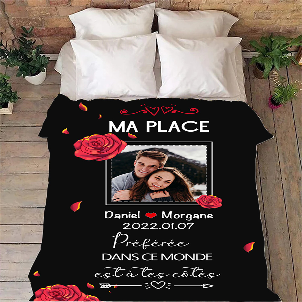 Couverture Plaids Polaire Prénom et Photo Personnalisés avec Texte | Jessemade