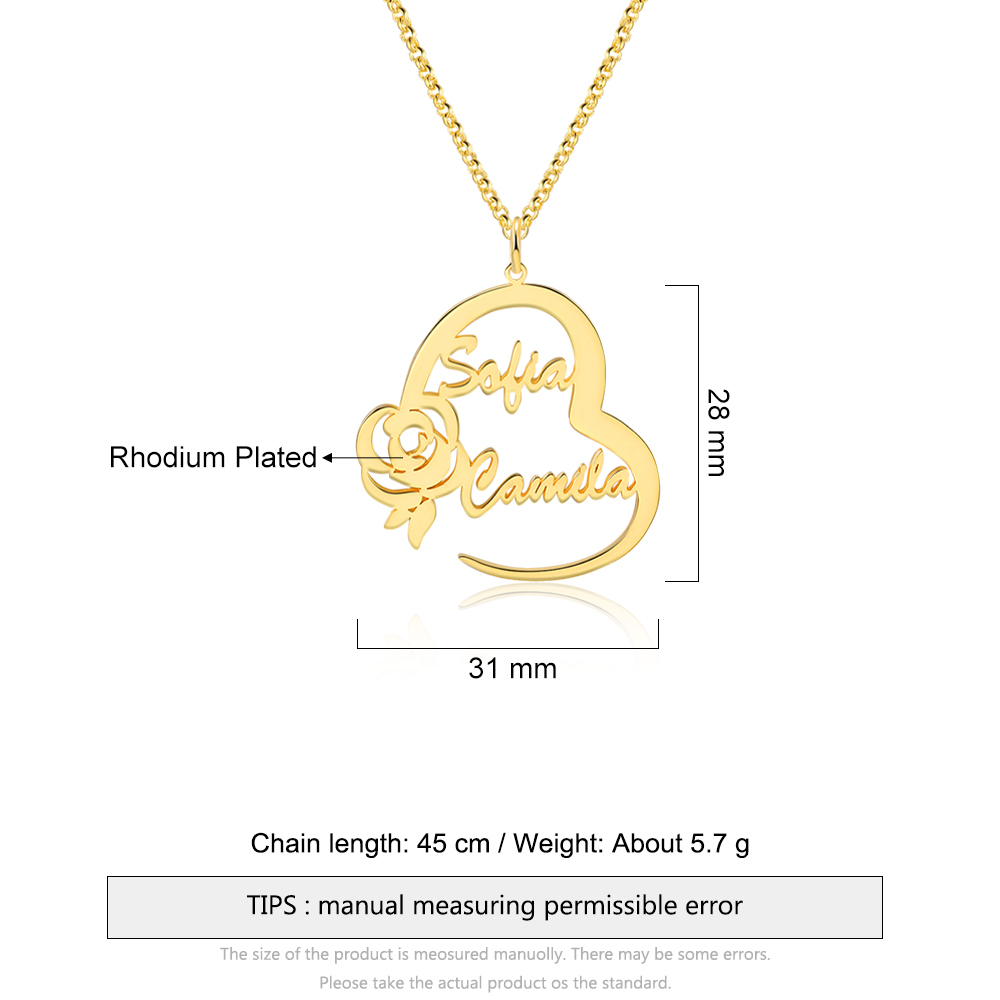 Collier Prénom Personnalis cœur 2 Prénoms