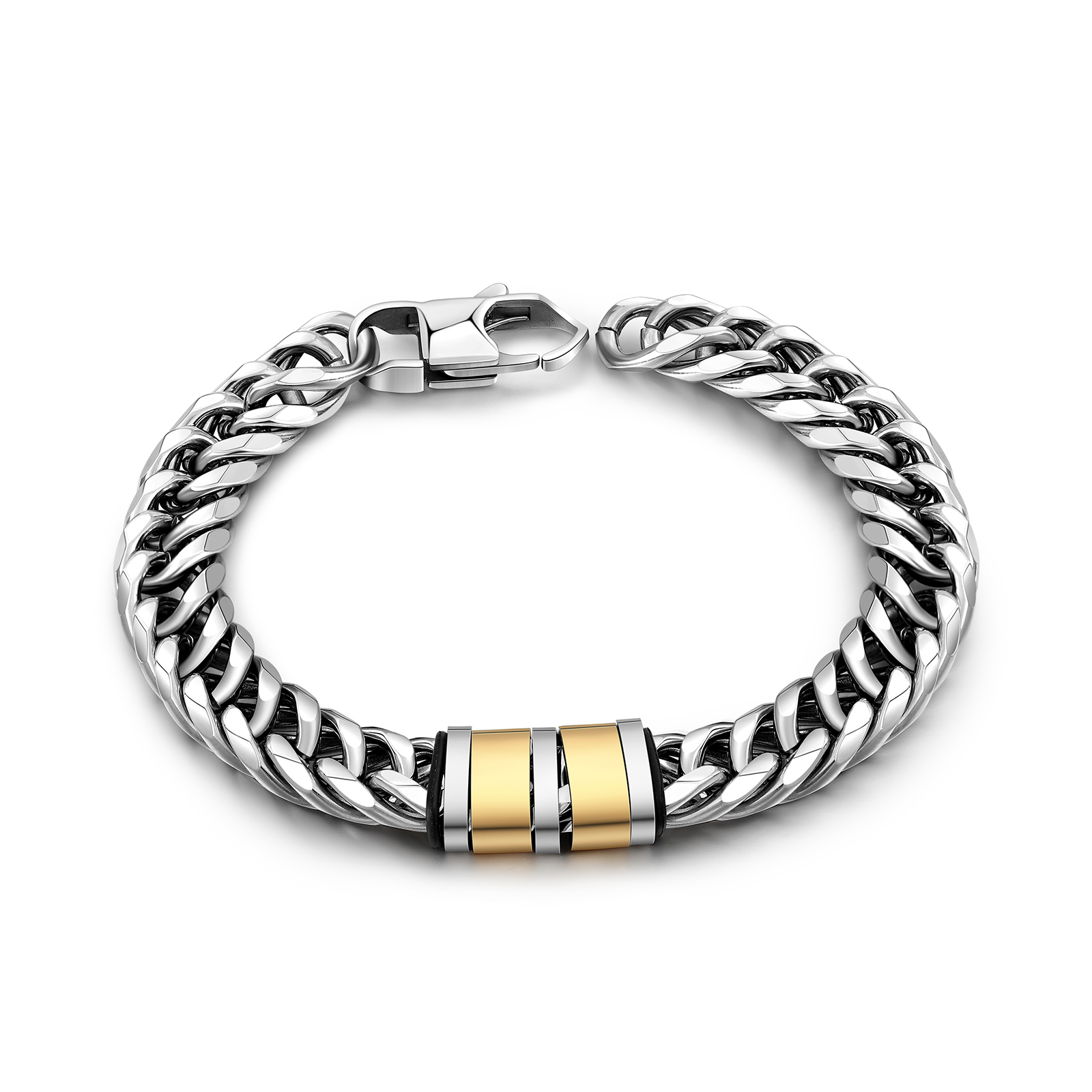 Bracelet Gourmette en acier inoxydable 2 Prénom Personnalisé Bracelet Homme | Cadeau Fête des Pères | Jessemade