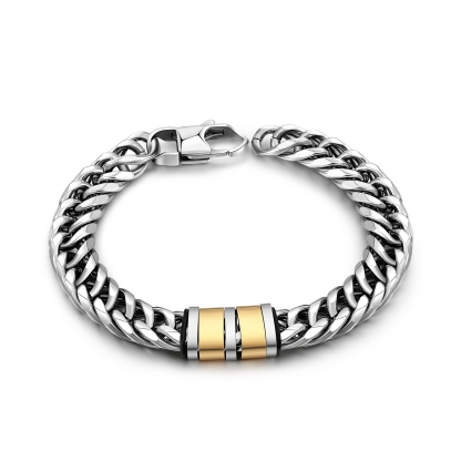 Bracelet Gourmette en acier inoxydable 2 Prénom Personnalisé Bracelet Homme | Cadeau Fête des Pères | Jessemade