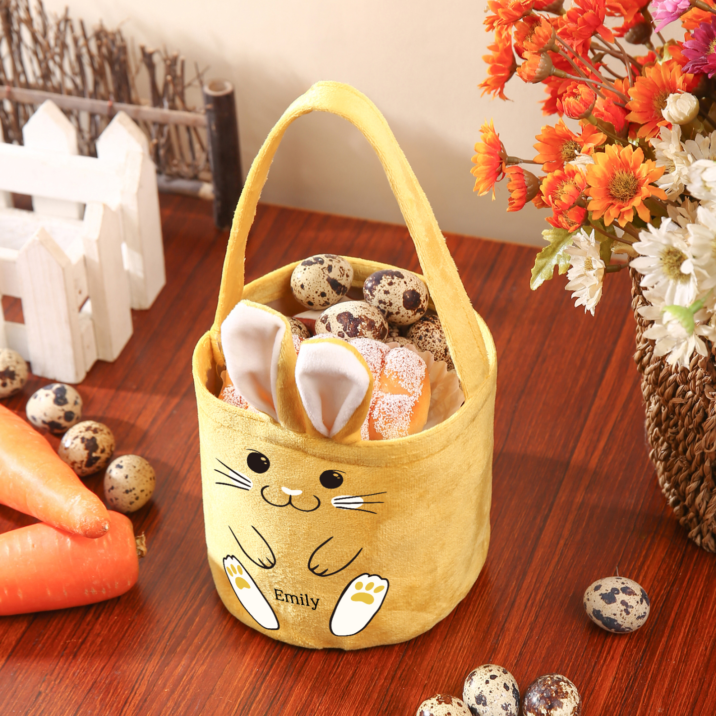 Sac de Pâques Lapin 1 Prénom Personnalisé Tote Bag Enfant