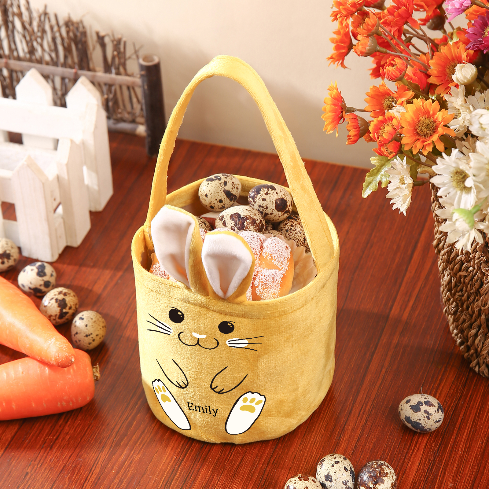 Sac de Pâques Lapin 1 Prénom Personnalisé Tote Bag Enfant