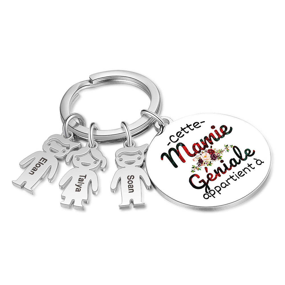 À Ma Mamie - 1-5 Noms Porte-Clés Personnalisés Avec Breloques Enfants