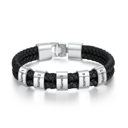 1-8 Noms Bracelet Cuir tressé Personnalisé Bracelet Homme