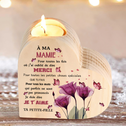 À Ma Mamie - Bougeoir en Bois sans bougie cadeau de Petite-Fille pour Mamie