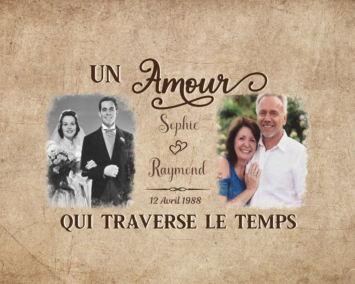 Cadre en bois de Saint-Valentin 2 Prénoms personnalisé avec 2 photos | Jessemade