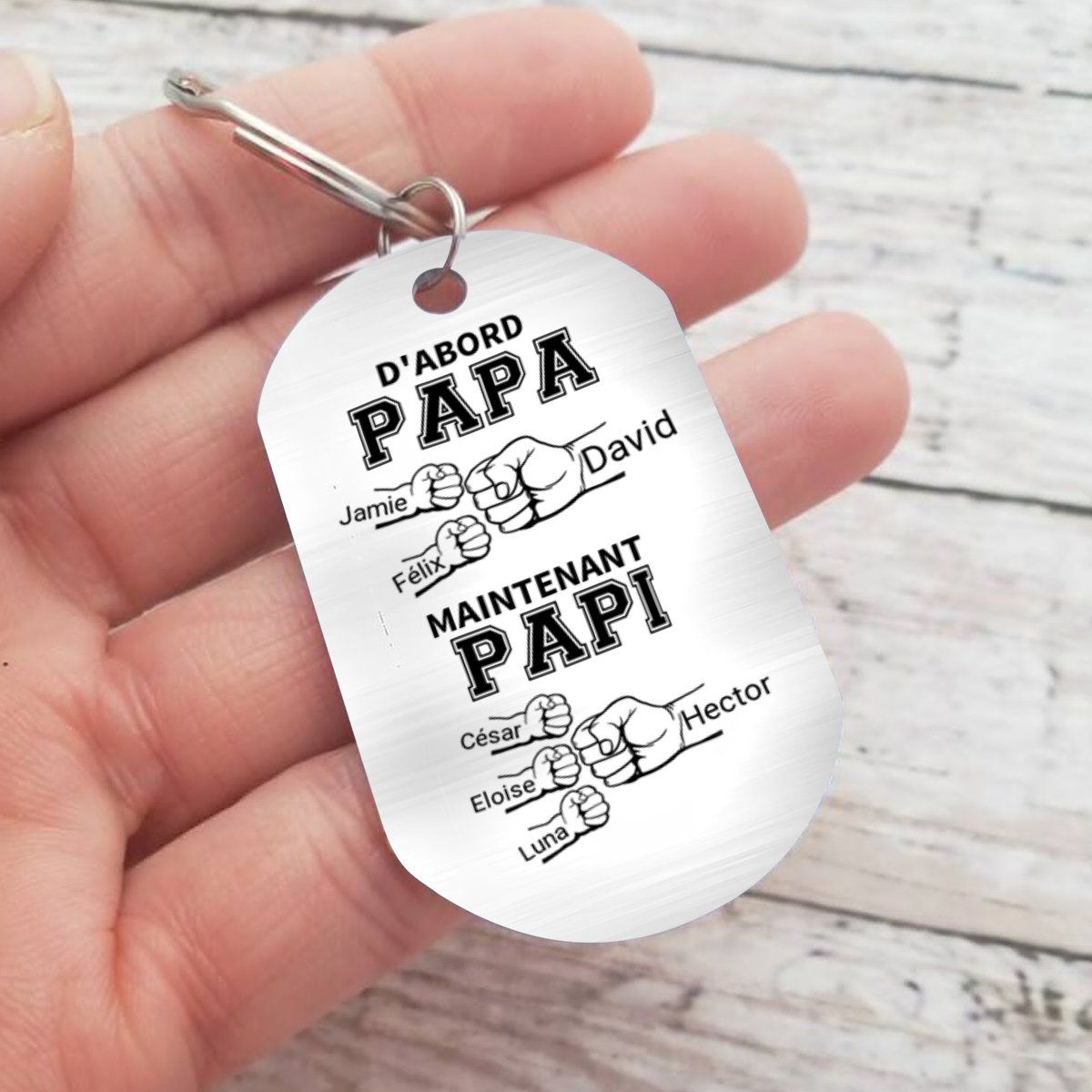 À mon Papa-Porte-Clés Pieds Bébé 3 Prénoms Personnalisés Porte Clés gravés | Jessemade