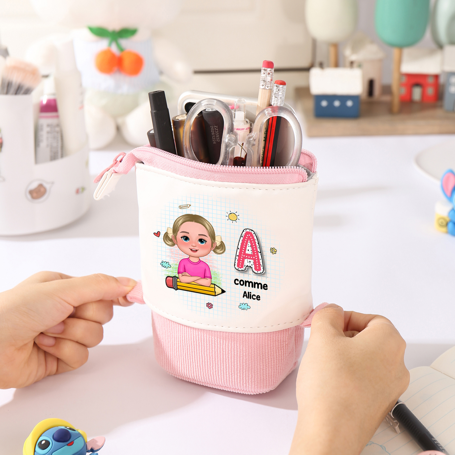 Trousse Personnalisée avec 1 Prénom et 1 Initiale – Cadeau pour Enfants, 4 Couleurs | Jessemade