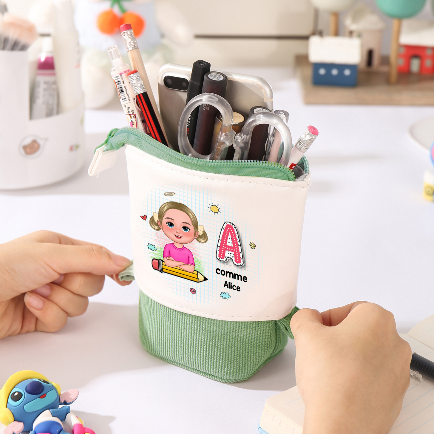 Trousse Personnalisée avec 1 Prénom et 1 Initiale – Cadeau pour Enfants, 4 Couleurs | Jessemade