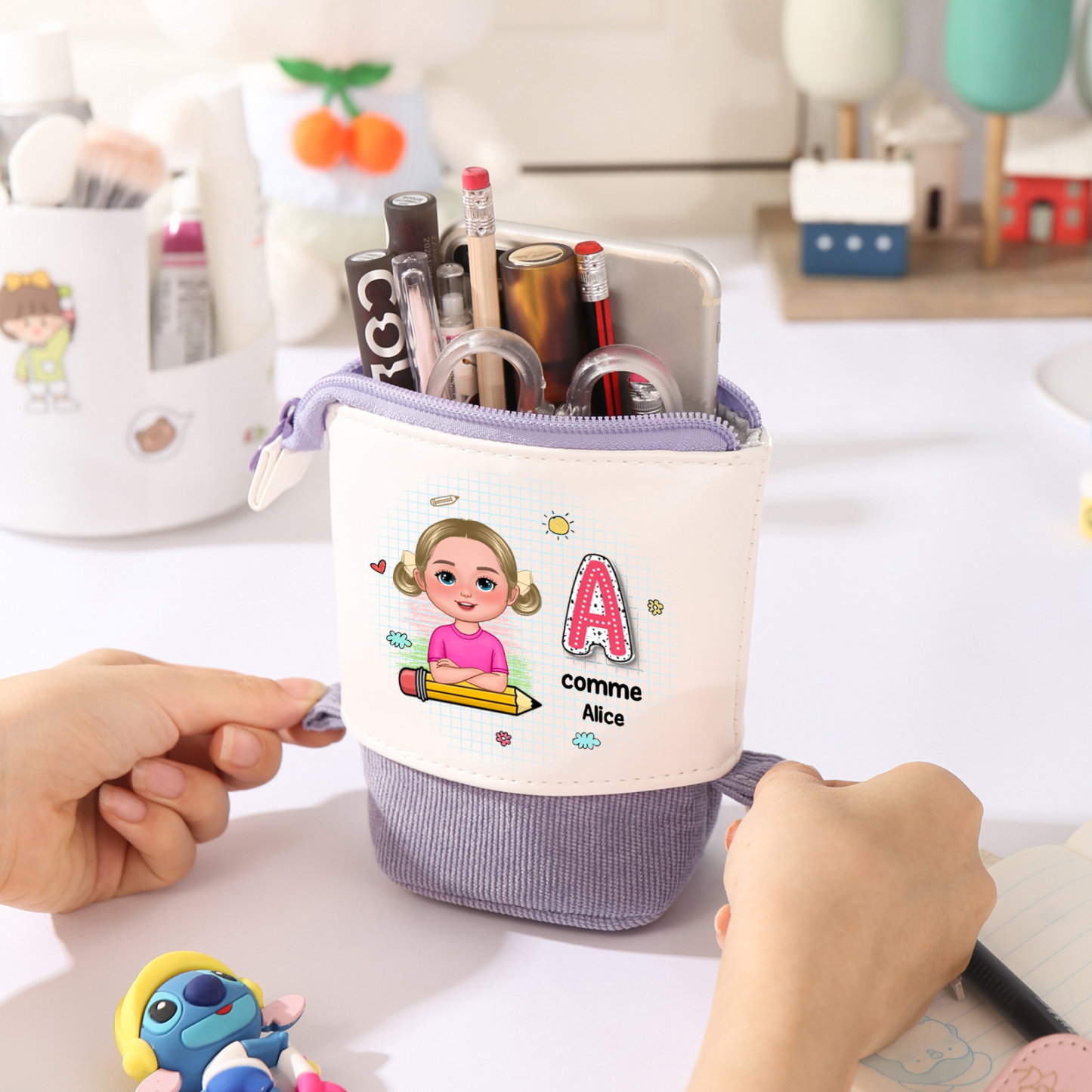 Trousse Personnalisée avec 1 Prénom et 1 Initiale – Cadeau pour Enfants, 4 Couleurs | Jessemade