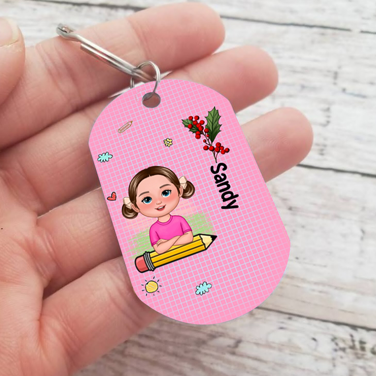 [Copy]À mon Papa-On a accroché le meilleur Papa Porte-Clés 4 Prénoms Personnalisés