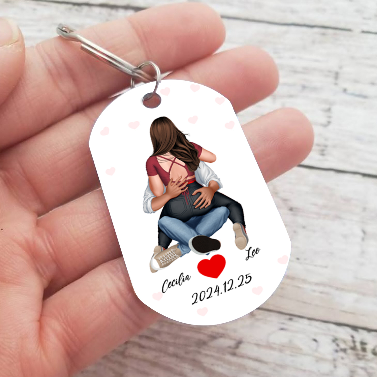 Porte-Clés 2 Prénoms Personnalisés avec Date Cadeau pour Couple Saint-Valentin | Jessemade