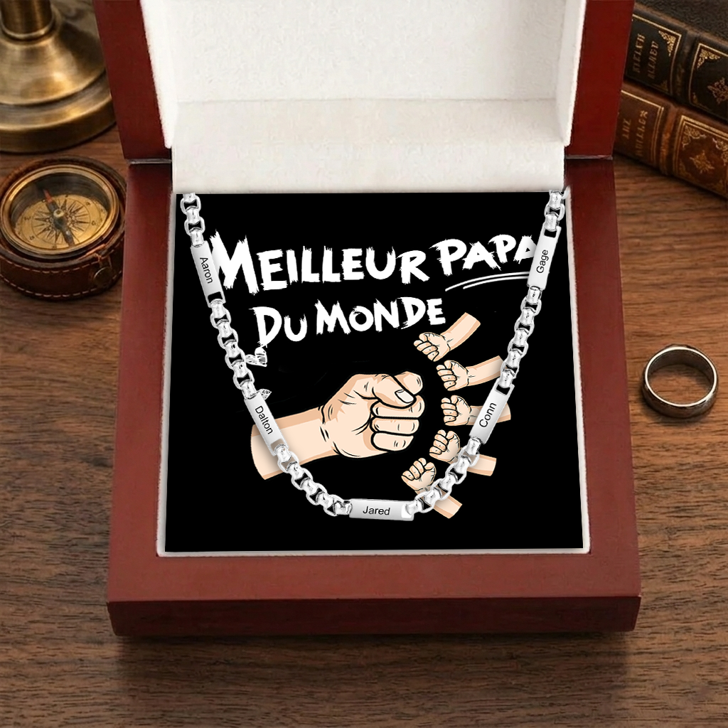 Collier 1-5 Prénoms Personnalisé Collier Chaîne Homme | Cadeau Fête des Pères | Jessemade