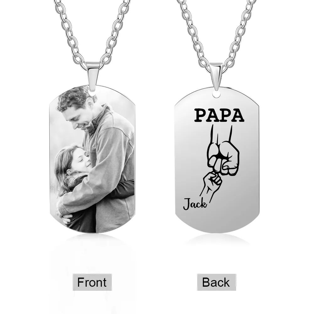 À mon Papa - Collier Personnalisé avec 1-5 Prénoms et 1 Photo｜Jessemade