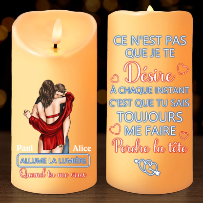 Bougie Électronique Couple 2 prénoms Personnalisés avec Texte Cadeau pour couple saint-valentin | Jessemade